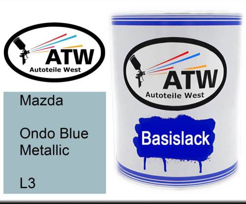 Mazda, Ondo Blue Metallic, L3: 1L Lackdose, von ATW Autoteile West.